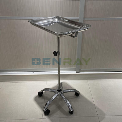 Mobile Adjustable Stainless Steel Hospital Medical Mayo Table tray cart