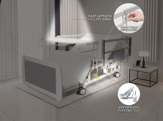Quick Release Commode Door Electric Nursing Bed 2080x980x450mm Removable PP Headboard