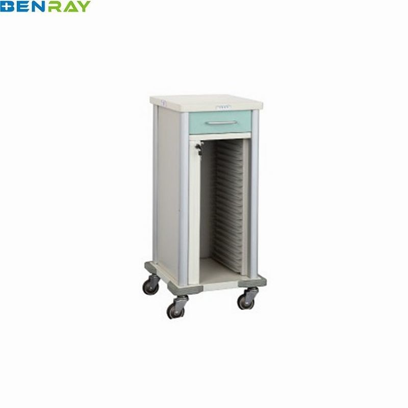 Steel patient record trolley