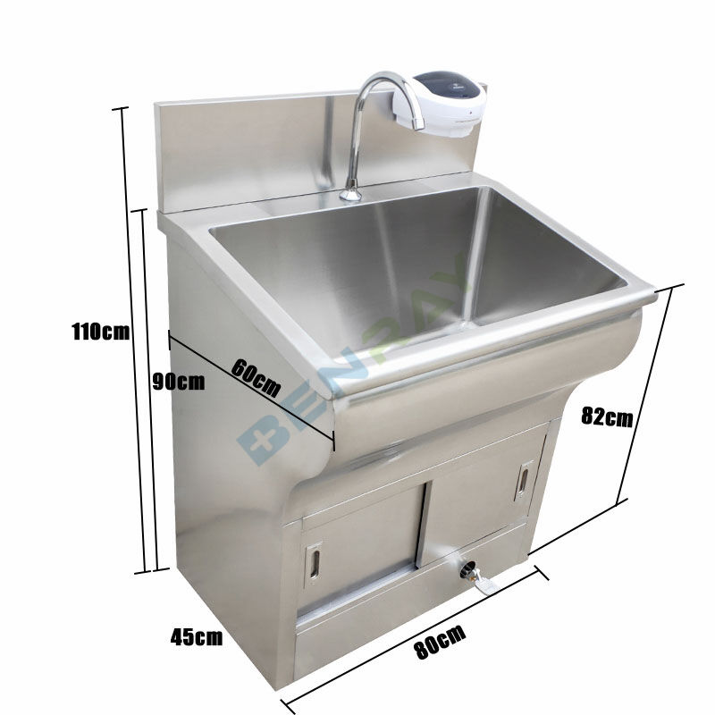 Stainless Steel foot pedal faucet Wash Sink for one Person
