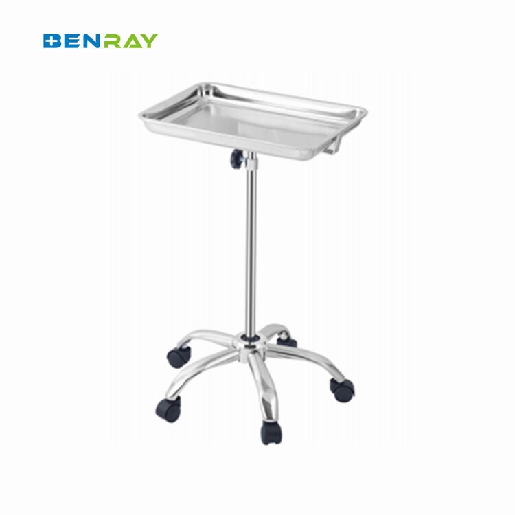 Mobile Adjustable Stainless Steel Hospital Medical Mayo Table tray cart