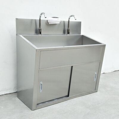 Fregadero de lavado con grifo de inducción de acero inoxidable para 2 personas